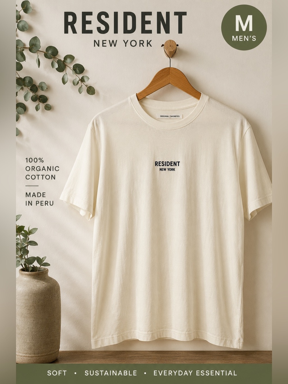 Organic Favorites Resident New York Tee Organic Cotton Cream T-Shirt Size M